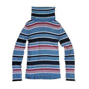 Vintage 70s Fantastik Striped Metallic Turtleneck Sweater Size S Party Winter